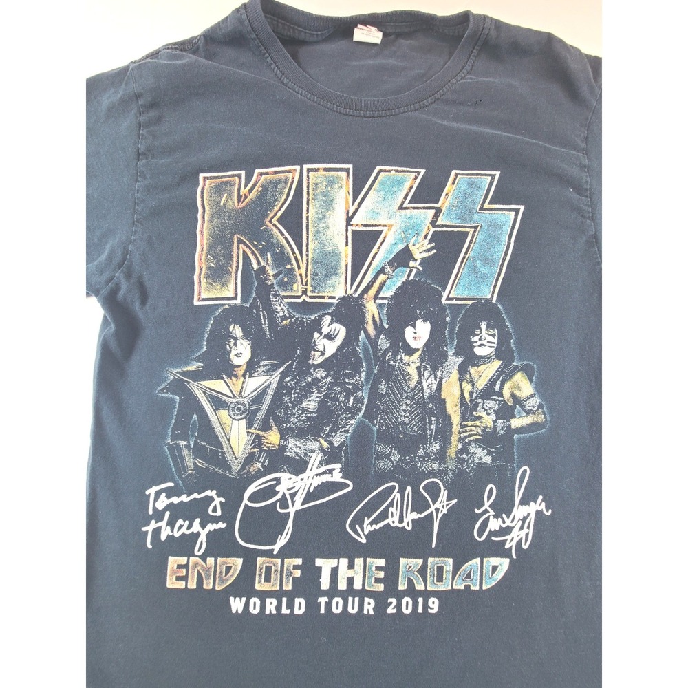 Fruit of Loom KISS of the Road World Tour 2019 Mens Black Graphic T-Shirt Small